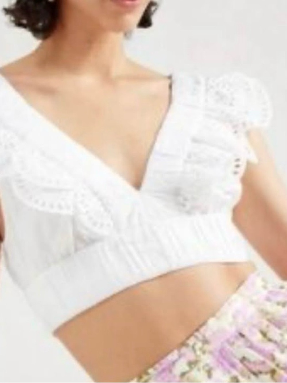 NWOT Abercrombie & Fitch
About You White Lace Eyelet Trimmed Top Size: Medium